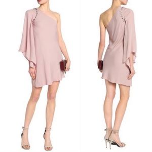 Haute Hippie one shoulder cocktail dress, size 0, blush pink